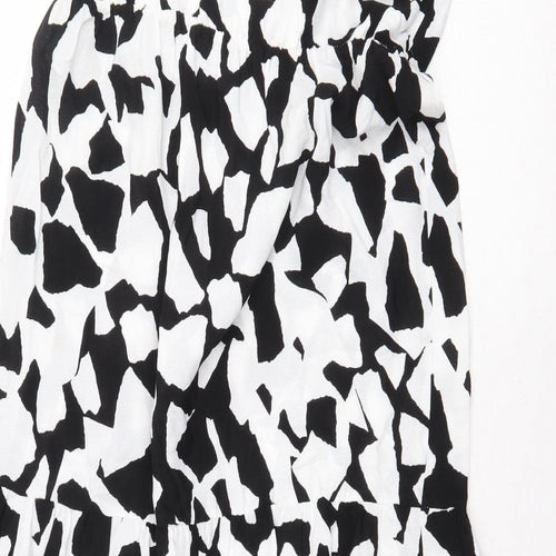 Ro&Zo Womens White Geometric Viscose A-Line Size 8 Boat Neck Pullover