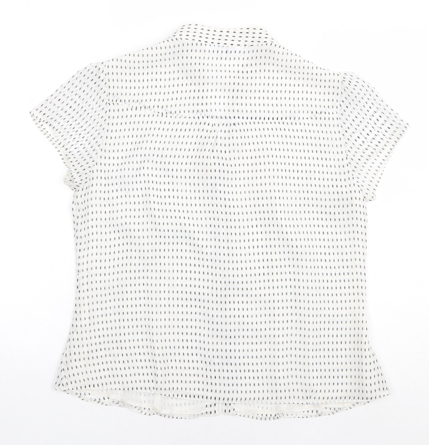 Debenhams Womens White Geometric Polyester Basic Button-Up Size 14 V-Neck