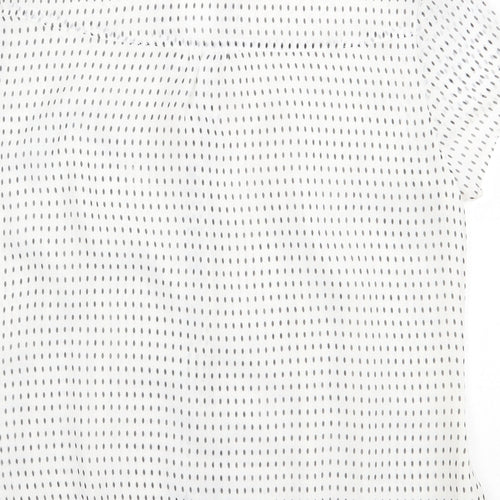 Debenhams Womens White Geometric Polyester Basic Button-Up Size 14 V-Neck
