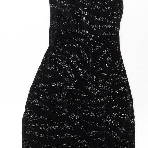 H&M Womens Black Animal Print Polyester Slip Dress Size XS Sweetheart Pullover
