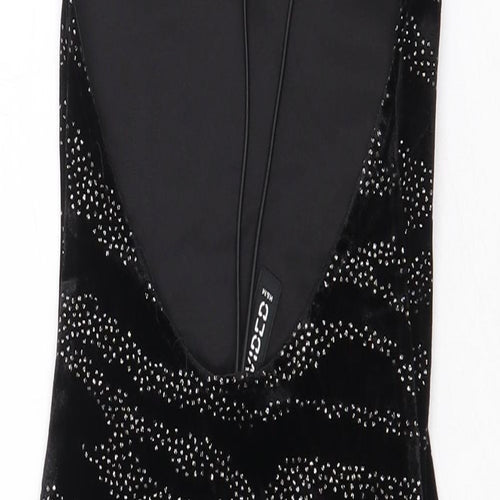 H&M Womens Black Animal Print Polyester Slip Dress Size XS Sweetheart Pullover