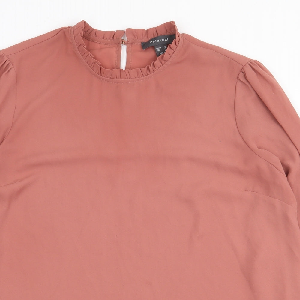 Primark Womens Pink Polyester Basic Blouse Size 14 Collared