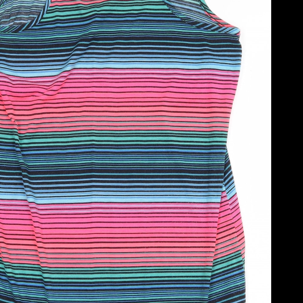 F&F Womens Multicoloured Striped Cotton Basic Tank Size 10 Scoop Neck
