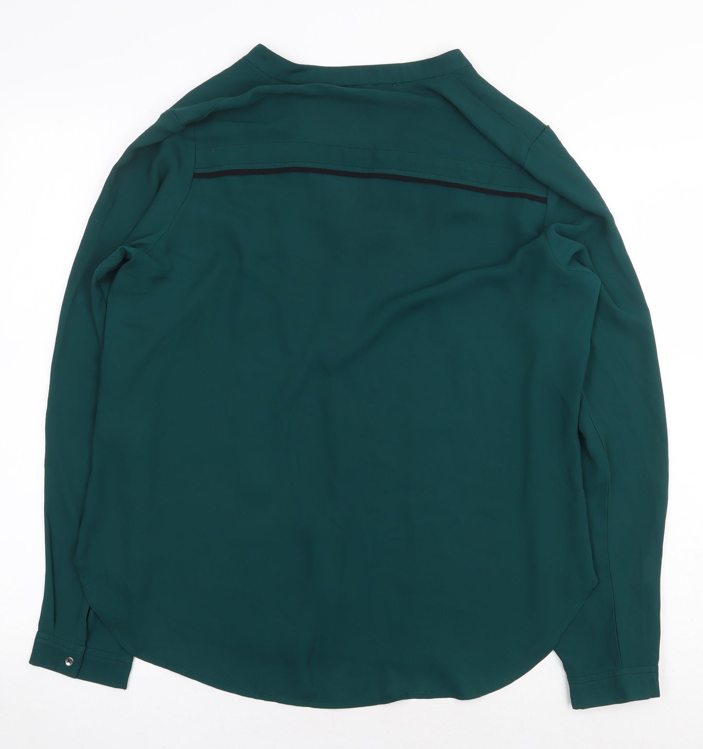Jones New York Womens Green Polyester Basic Blouse Size 10 V-Neck