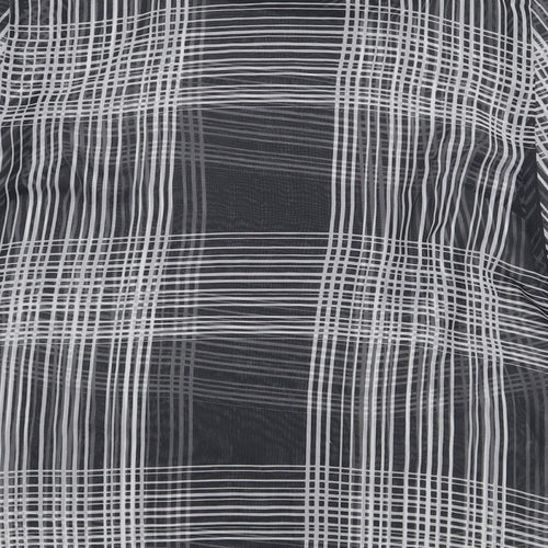 Marks and Spencer Womens Black Plaid Polyester Basic Blouse Size 16 Roll Neck