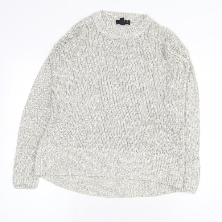 New Look Womens Grey Round Neck Acrylic Pullover Jumper Size S