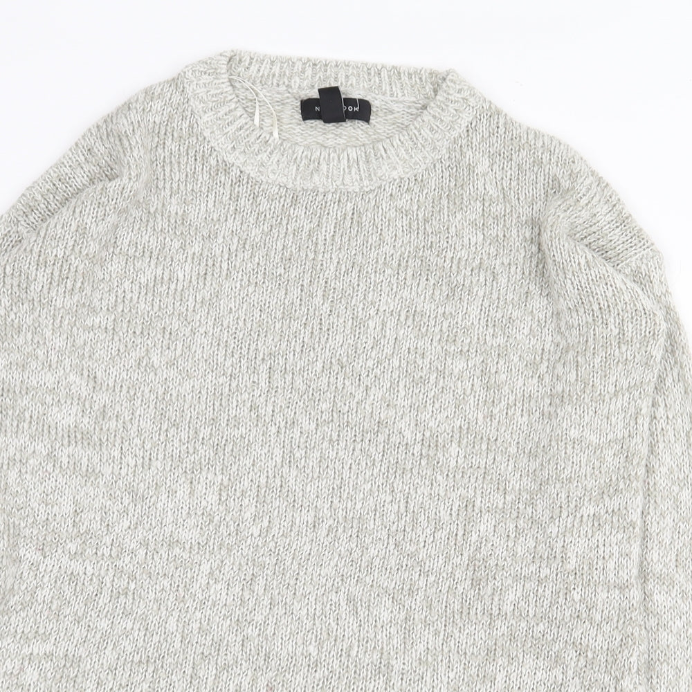 New Look Womens Grey Round Neck Acrylic Pullover Jumper Size S