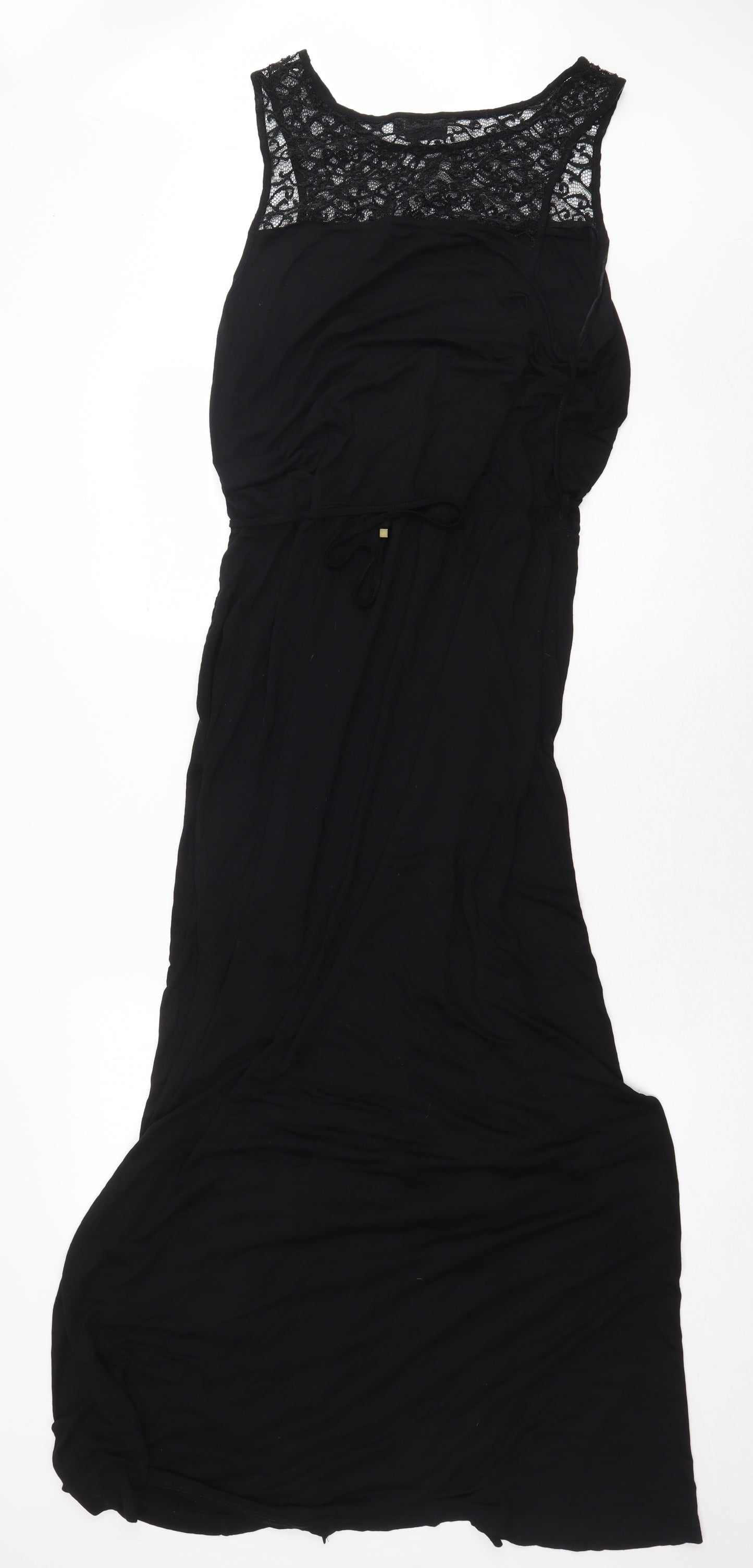 NEXT Womens Black Viscose A-Line Size 16 Scoop Neck Tie