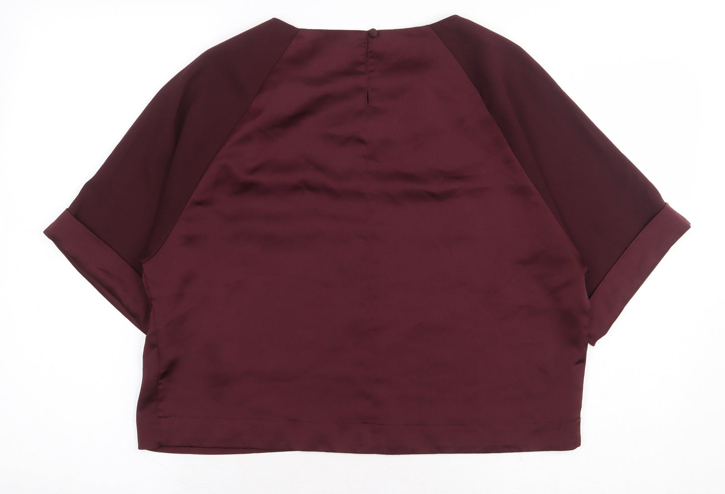Topshop Womens Red Polyester Basic Blouse Size 10 Round Neck