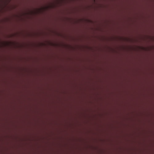 Topshop Womens Red Polyester Basic Blouse Size 10 Round Neck