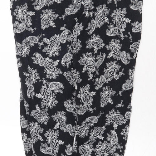 New Look Womens Black Paisley Viscose Harem Trousers Size 8 L26 in Regular Tie
