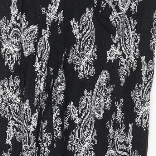 New Look Womens Black Paisley Viscose Harem Trousers Size 8 L26 in Regular Tie