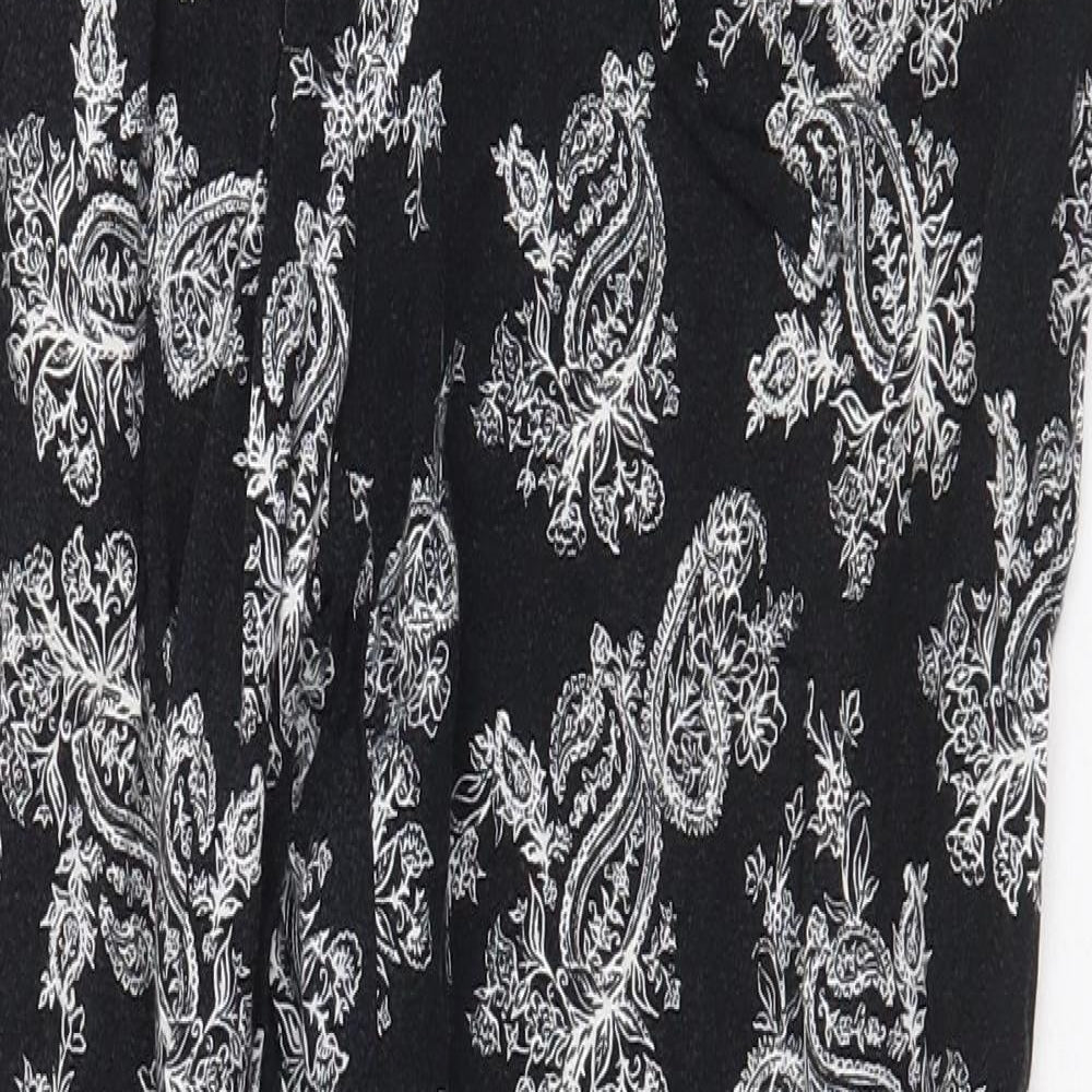 New Look Womens Black Paisley Viscose Harem Trousers Size 8 L26 in Regular Tie