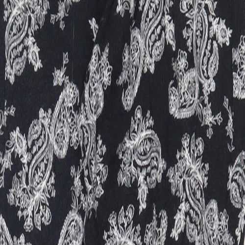 New Look Womens Black Paisley Viscose Harem Trousers Size 8 L26 in Regular Tie