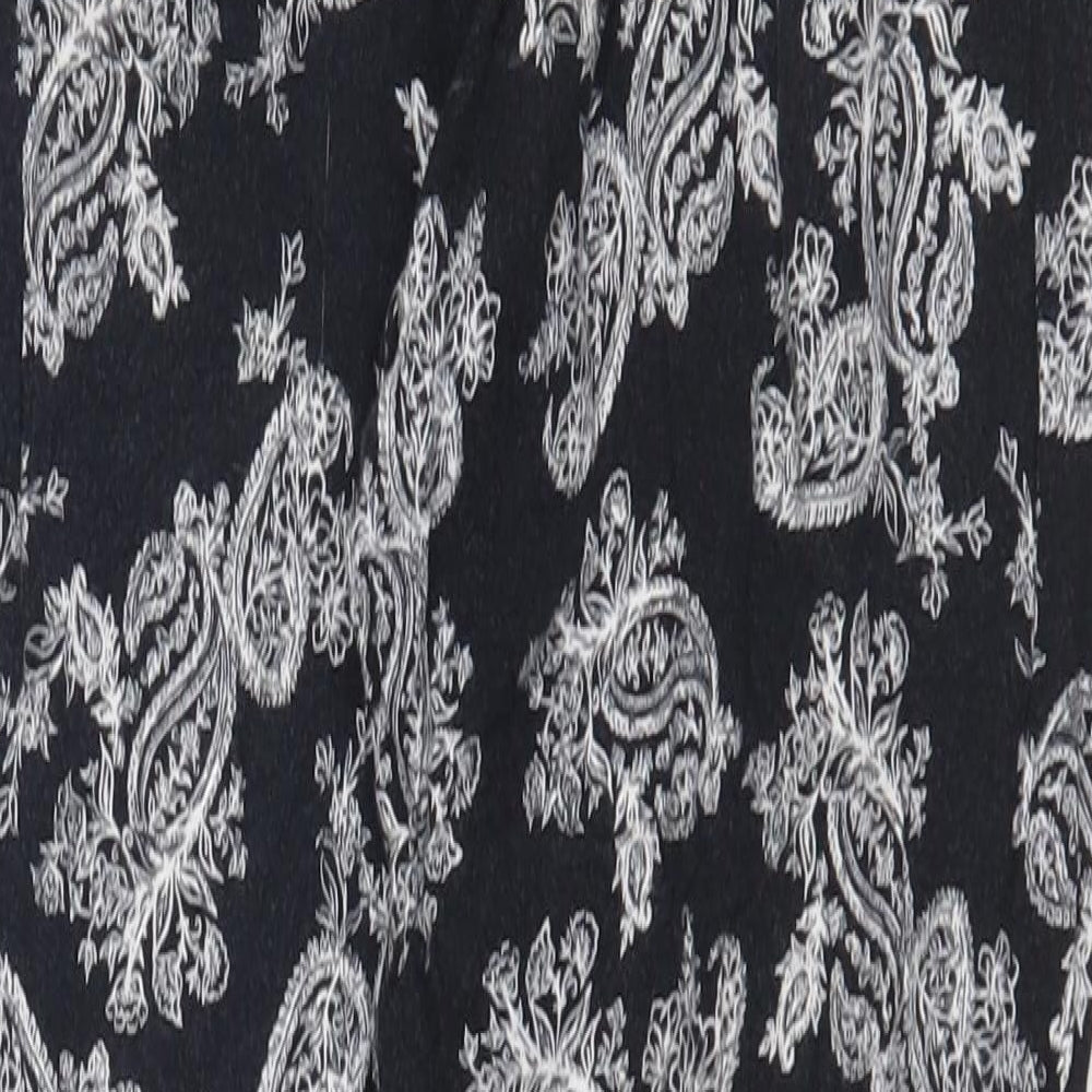 New Look Womens Black Paisley Viscose Harem Trousers Size 8 L26 in Regular Tie