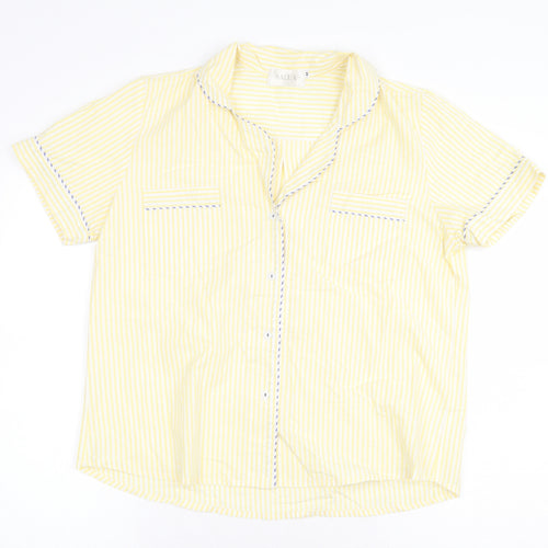 Salua Womens Yellow Striped Cotton Basic Button-Up Size M Collared