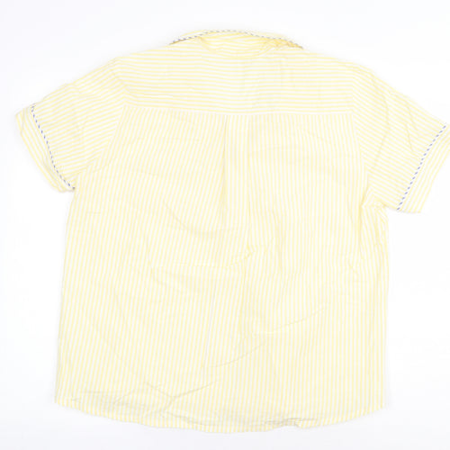 Salua Womens Yellow Striped Cotton Basic Button-Up Size M Collared