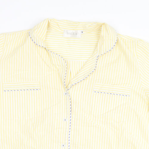 Salua Womens Yellow Striped Cotton Basic Button-Up Size M Collared