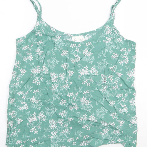 Refinery Womens Green Floral Polyester Camisole Tank Size 6 Round Neck