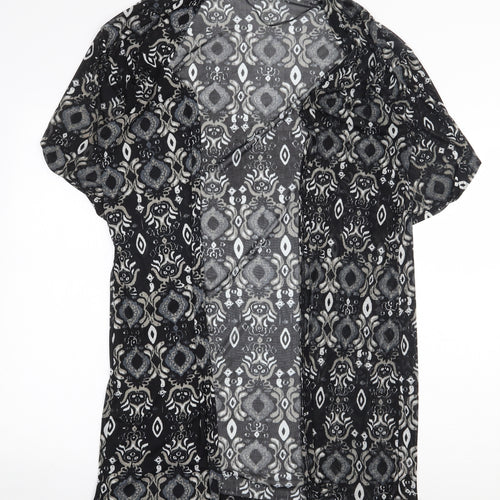 Atmosphere Womens Black Geometric Polyester Kimono Blouse Size XS V-Neck