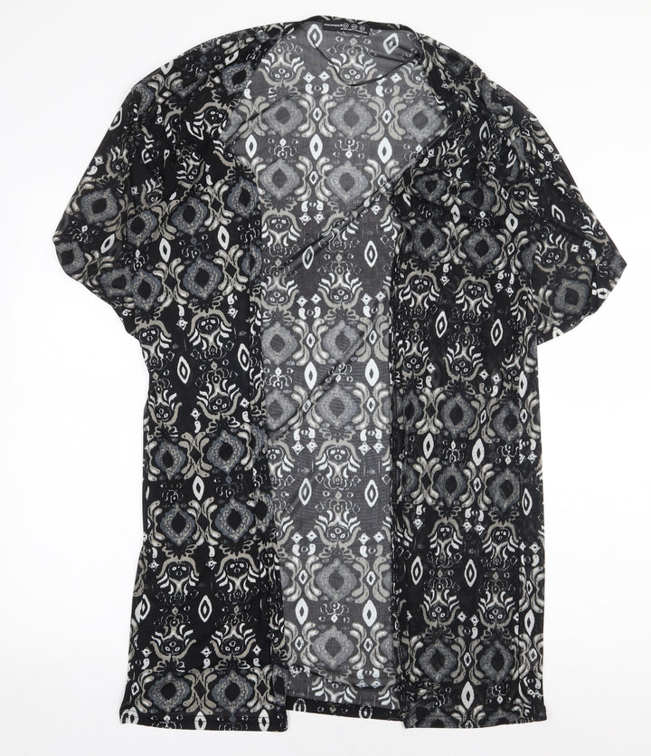 Atmosphere Womens Black Geometric Polyester Kimono Blouse Size XS V-Neck