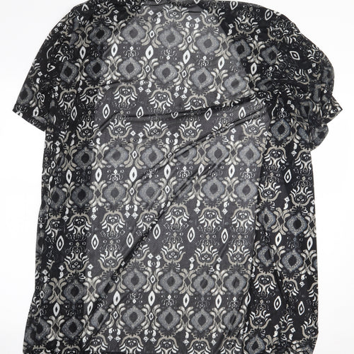 Atmosphere Womens Black Geometric Polyester Kimono Blouse Size XS V-Neck