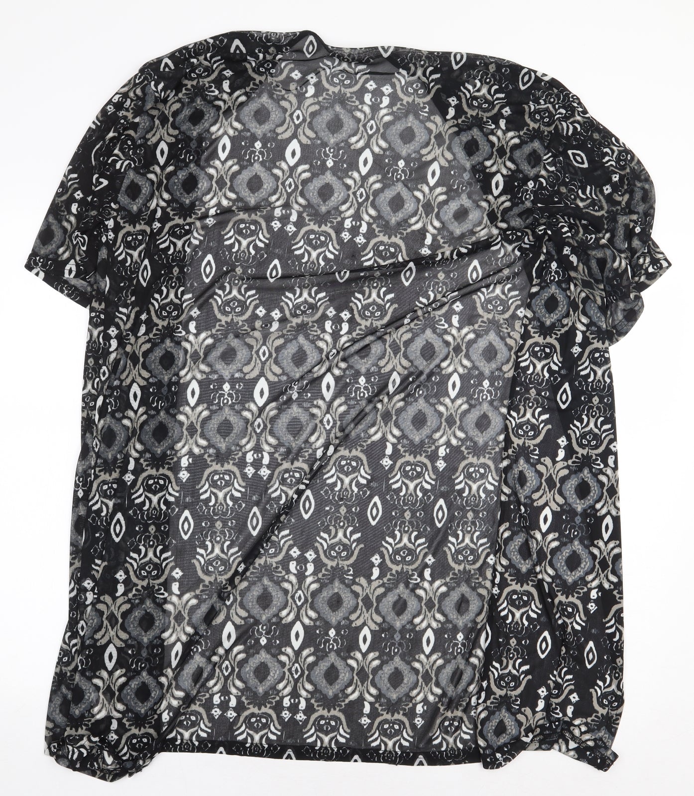 Atmosphere Womens Black Geometric Polyester Kimono Blouse Size XS V-Neck