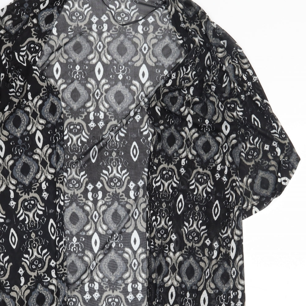 Atmosphere Womens Black Geometric Polyester Kimono Blouse Size XS V-Neck