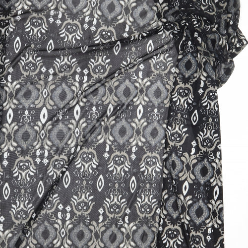 Atmosphere Womens Black Geometric Polyester Kimono Blouse Size XS V-Neck