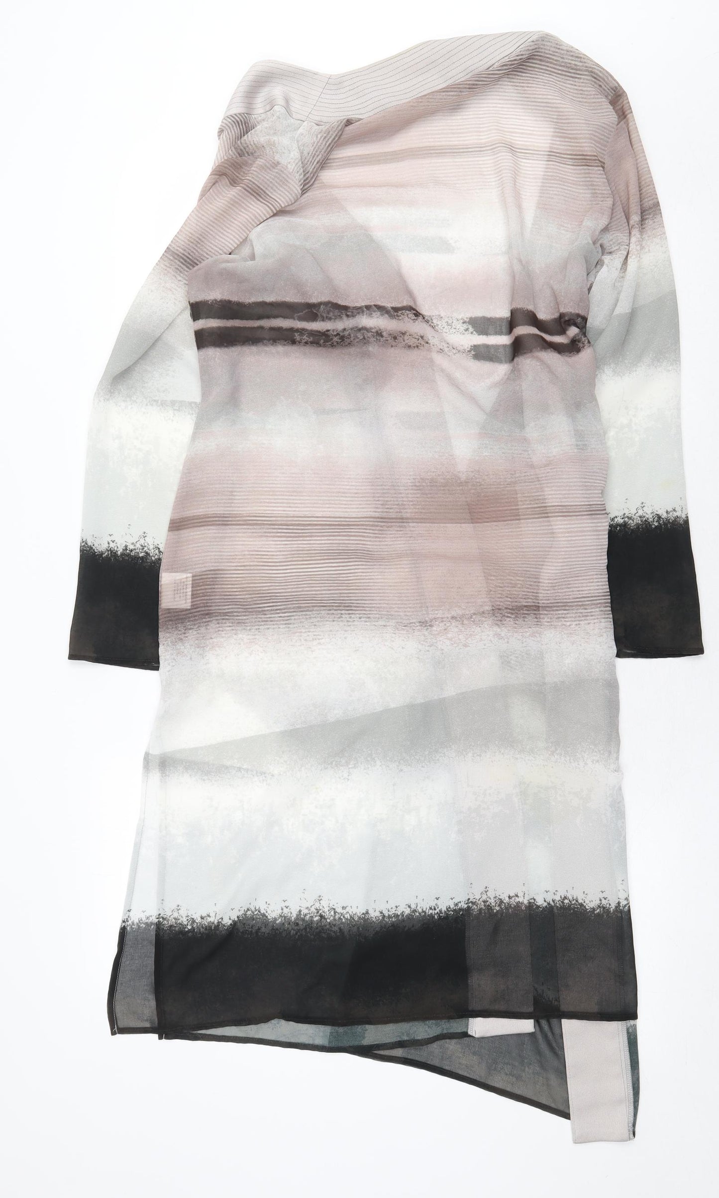 Chesca Womens Grey Geometric Polyester Kimono Blouse Size 14 V-Neck