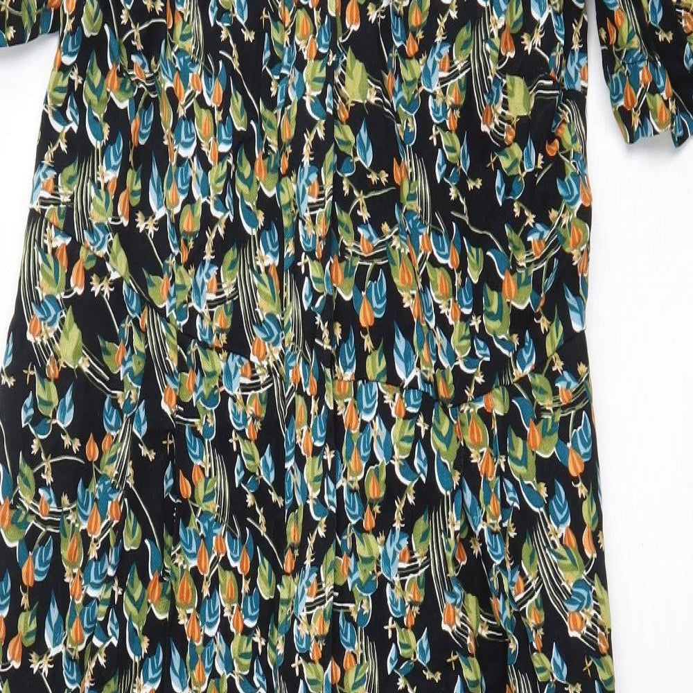 Thought Womens Black Floral Modal Jumpsuit One-Piece Size 14 Zip