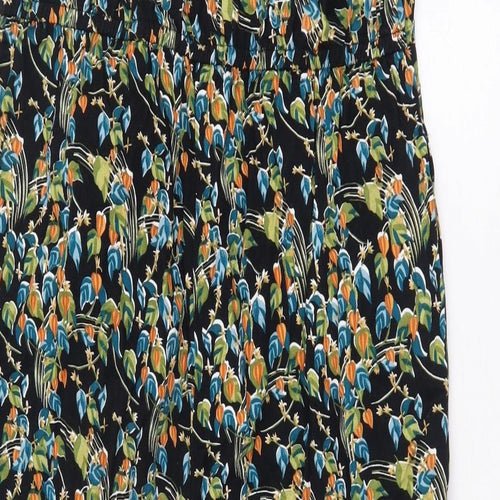 Thought Womens Black Floral Modal Jumpsuit One-Piece Size 14 Zip