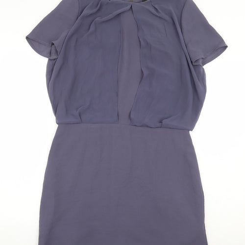 Maison Scotch Womens Blue Polyester A-Line Size XS Round Neck Zip