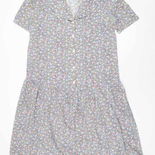 Mums The Word Womens Multicoloured Floral Polyester A-Line Size 12 Collared Button