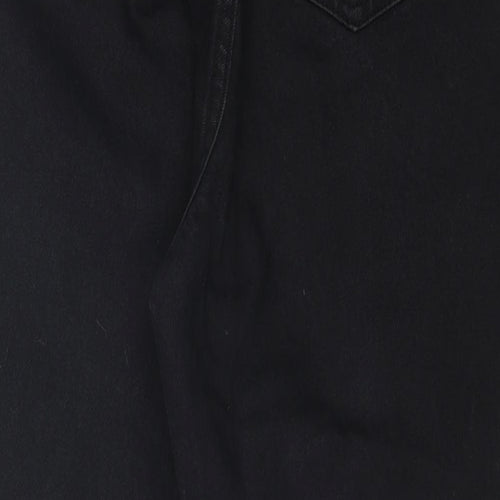 Boohoo Womens Black Cotton Straight Jeans Size 8 L24 in Regular Zip