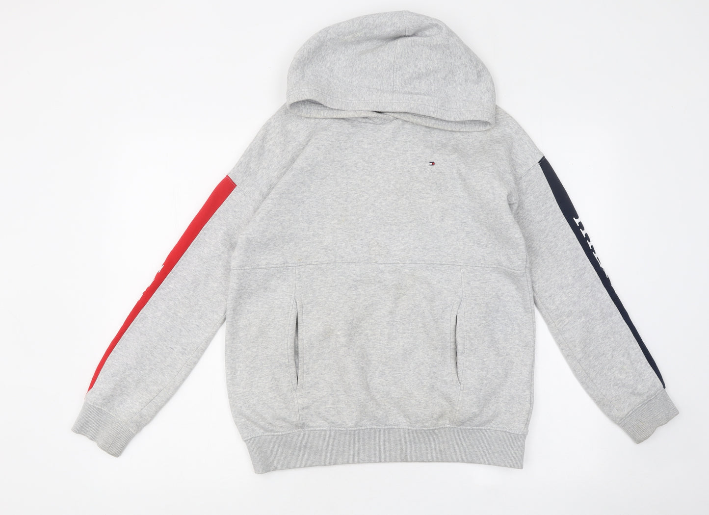 Tommy Hilfiger Boys Grey Cotton Pullover Hoodie Size 13-14 Years Pullover