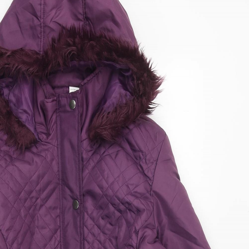 Anne De Lancay Womens Purple Parka Jacket Size M Zip - Size M/L