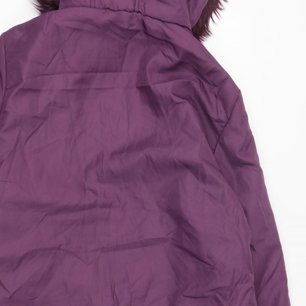 Anne De Lancay Womens Purple Parka Jacket Size M Zip - Size M/L