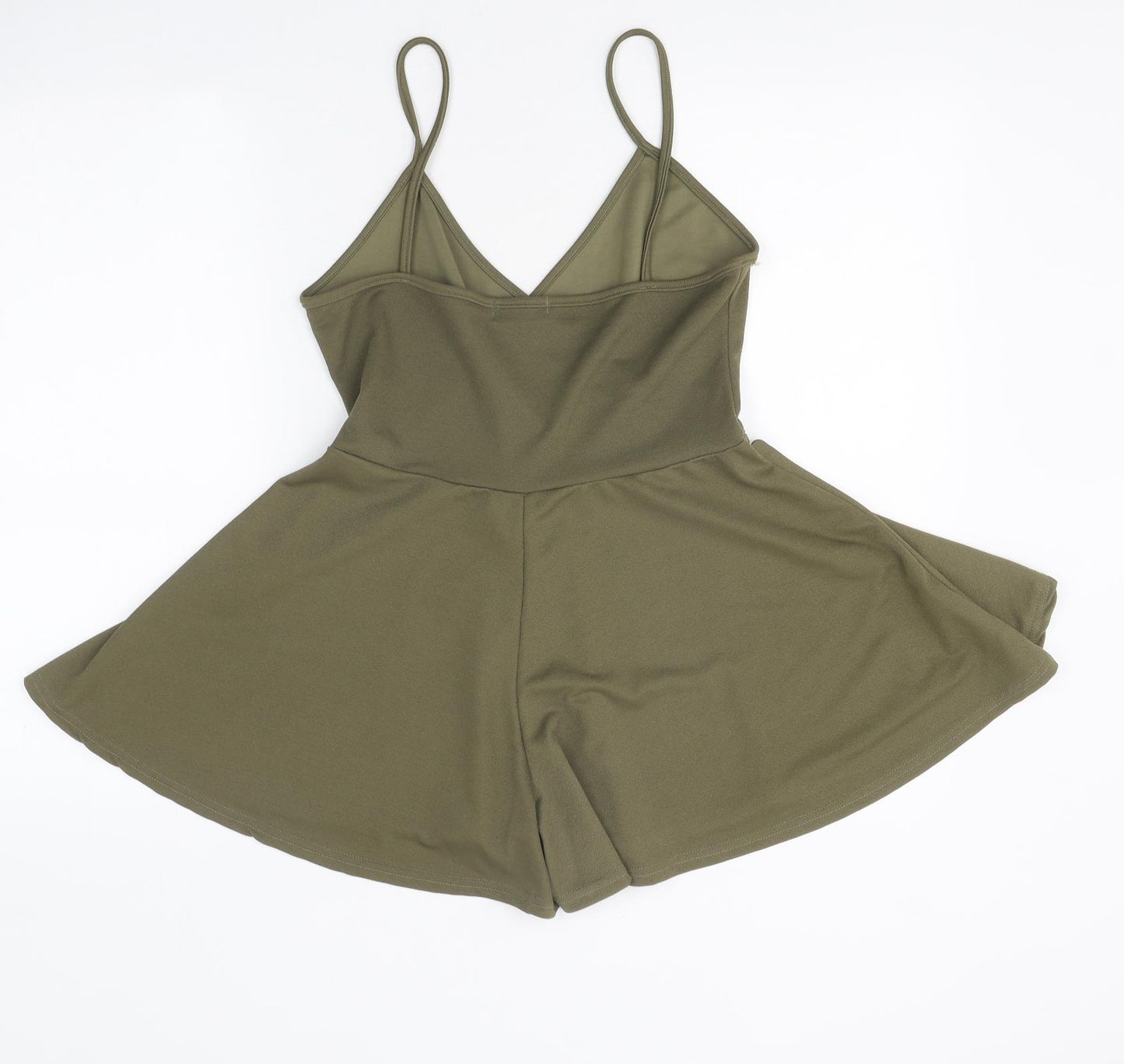 PRETTYLITTLETHING Womens Green Viscose Playsuit One-Piece Size 10 Pullover