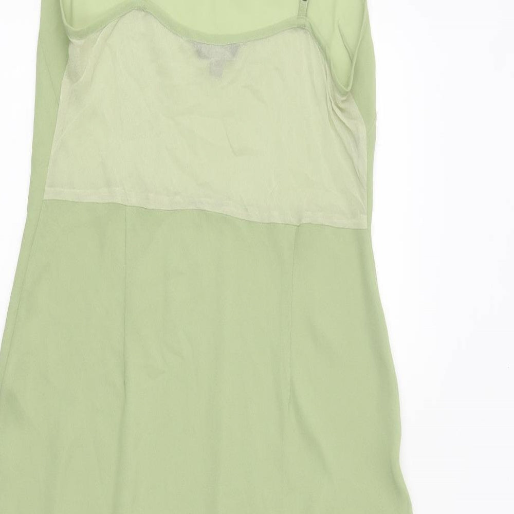 Coast Womens Green Polyester Slip Dress Size 14 V-Neck Pullover