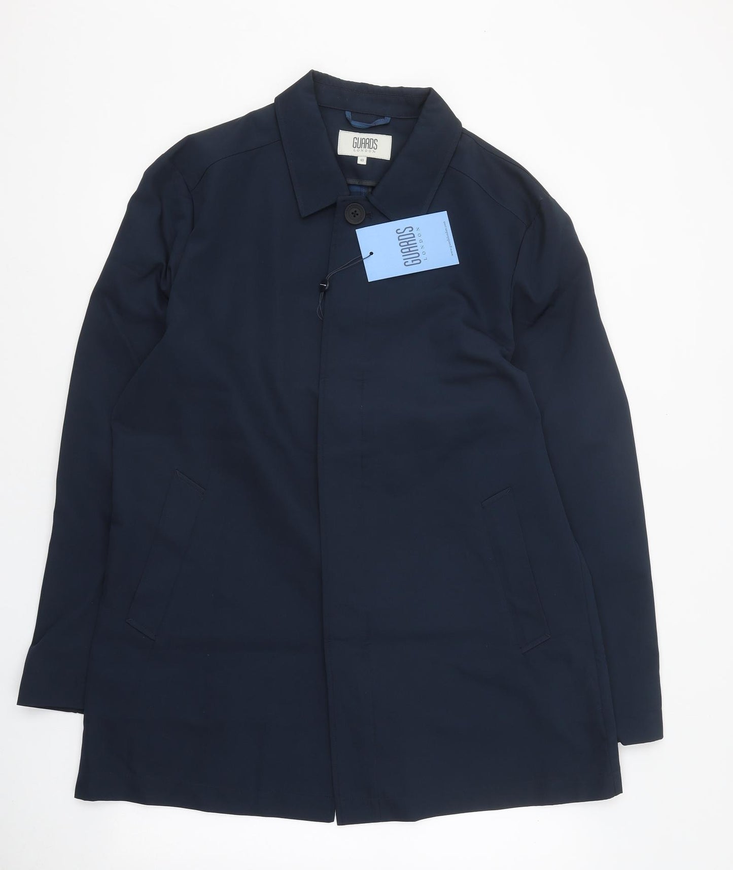 Guards London Mens Blue Pea Coat Coat Size L Button