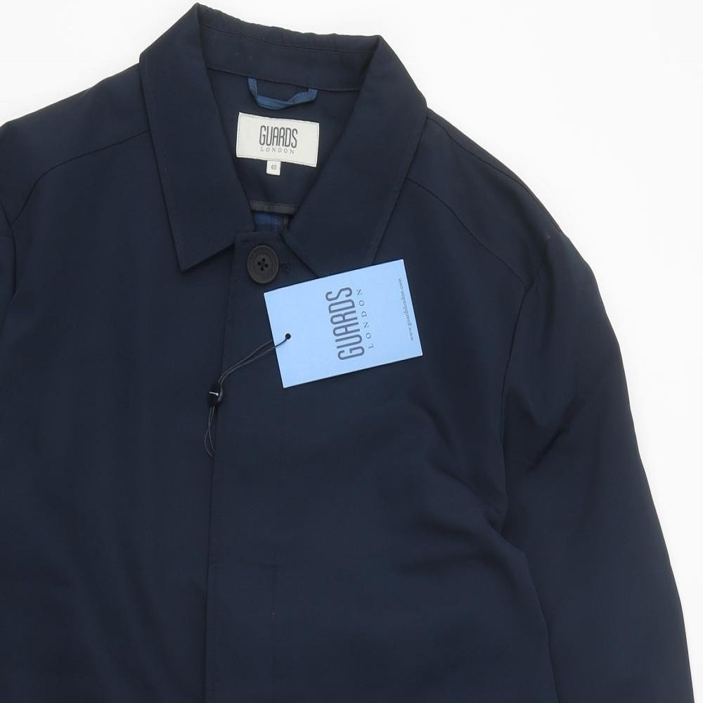 Guards London Mens Blue Pea Coat Coat Size L Button