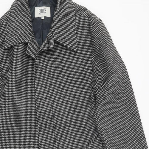 Guards London Mens Grey Geometric Pea Coat Coat Size L Button