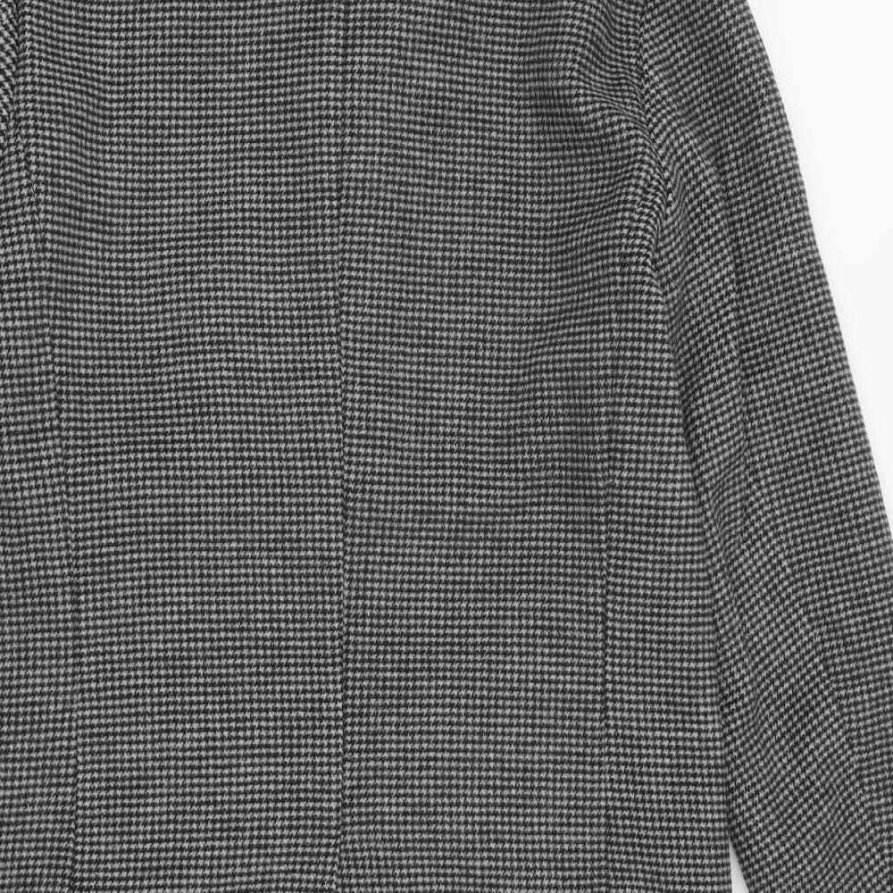 Guards London Mens Grey Geometric Pea Coat Coat Size L Button