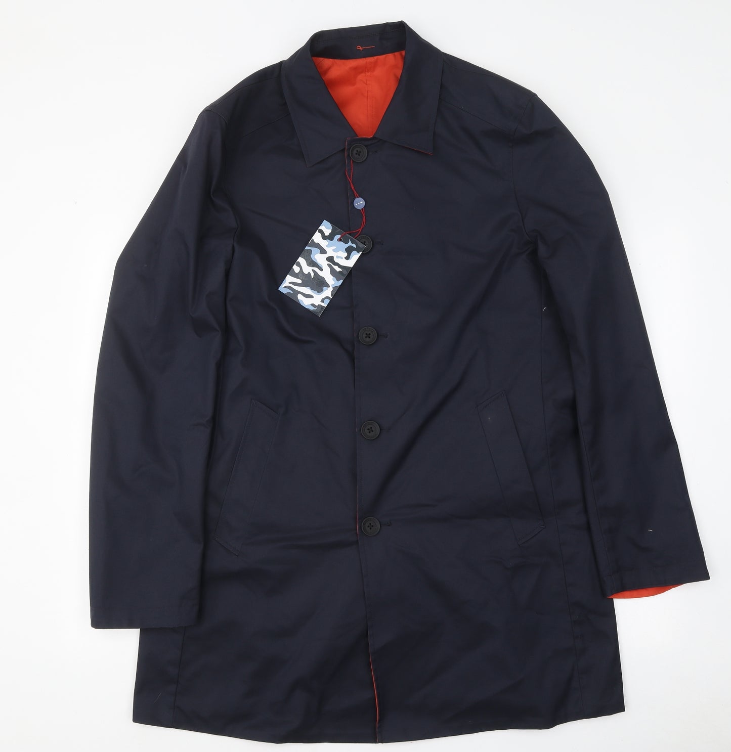 Guards London Mens Blue Pea Coat Coat Size LT Button