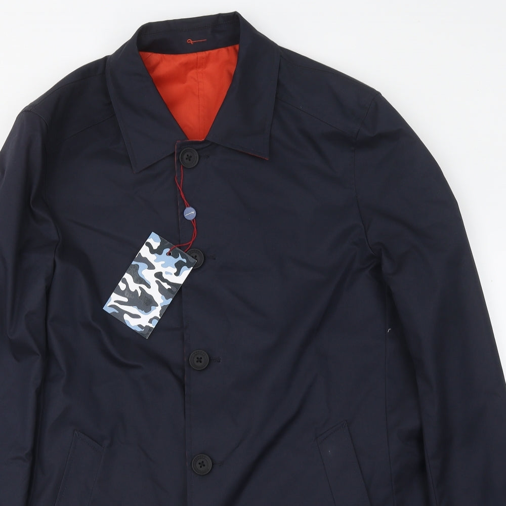 Guards London Mens Blue Pea Coat Coat Size LT Button