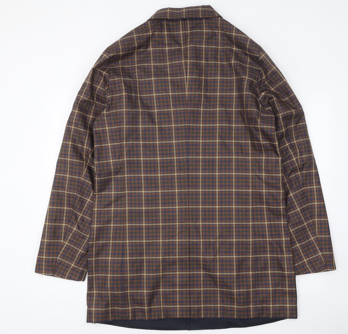 Guards London Mens Brown Plaid Pea Coat Coat Size M Button