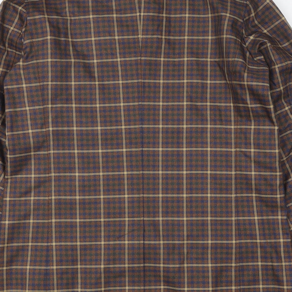 Guards London Mens Brown Plaid Pea Coat Coat Size M Button