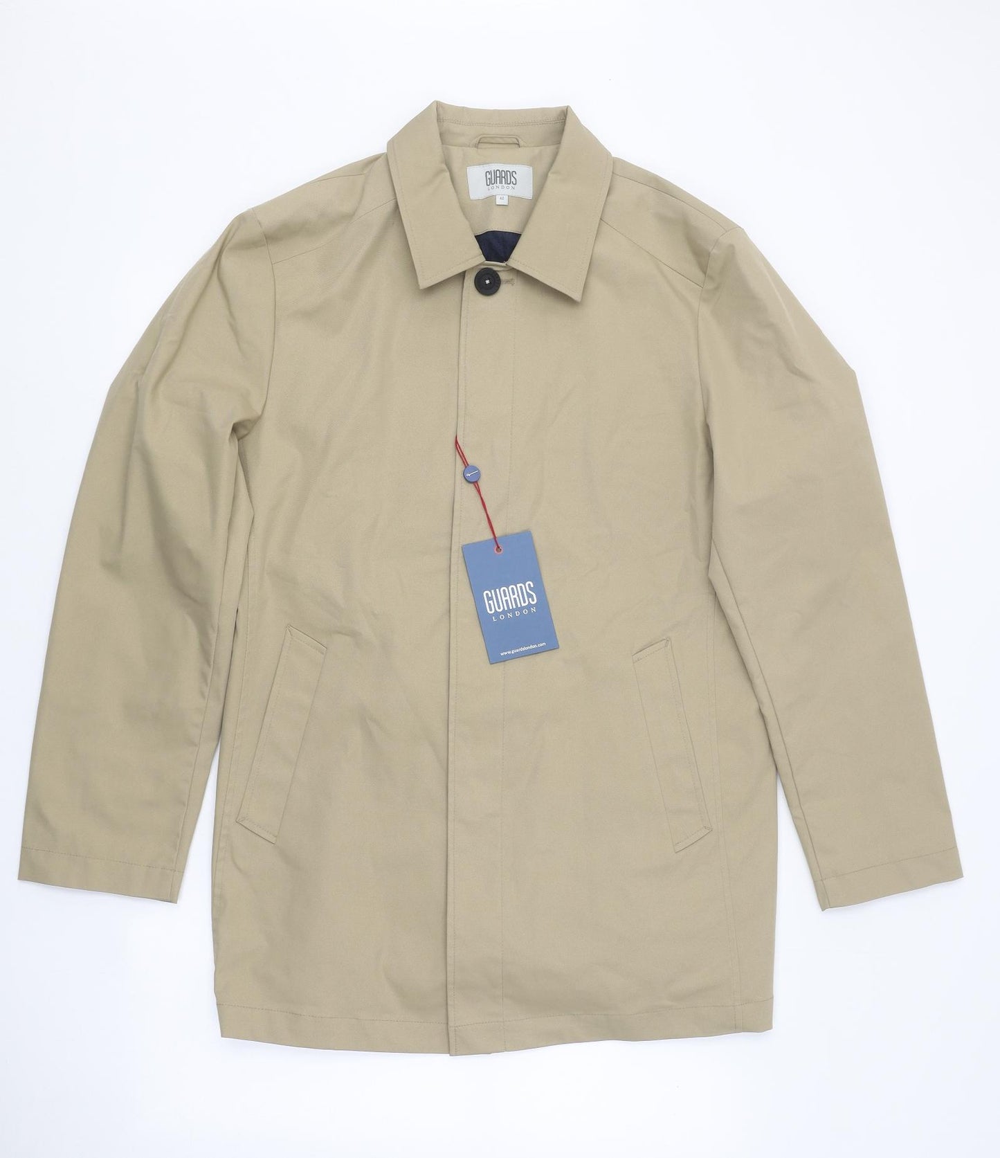 Guards London Mens Beige Overcoat Coat Size L Button