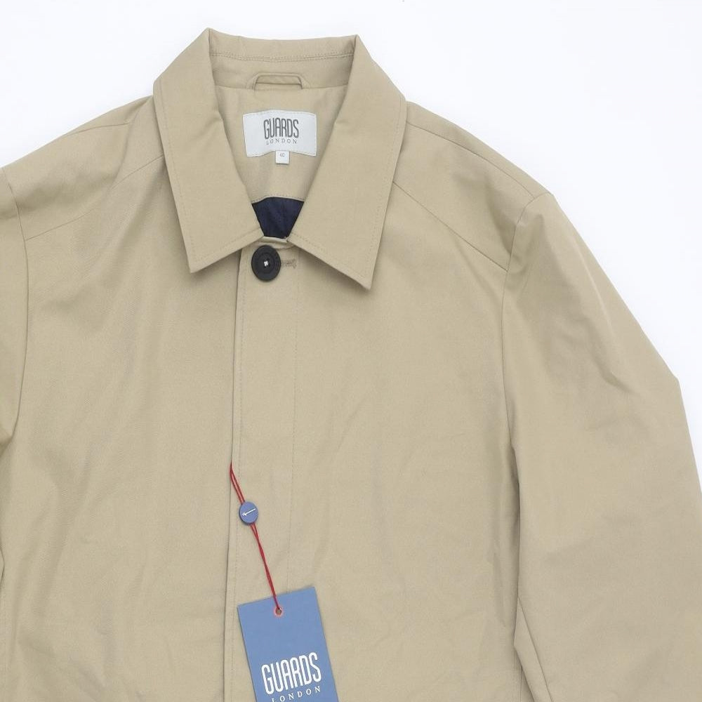 Guards London Mens Beige Overcoat Coat Size L Button